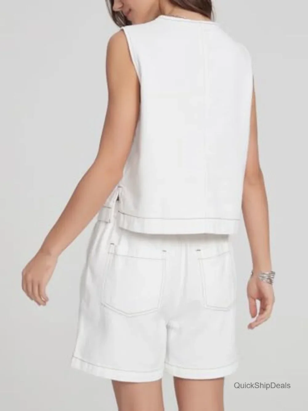 Sleeveless Denim Vest & Baggy Shorts Matching Set